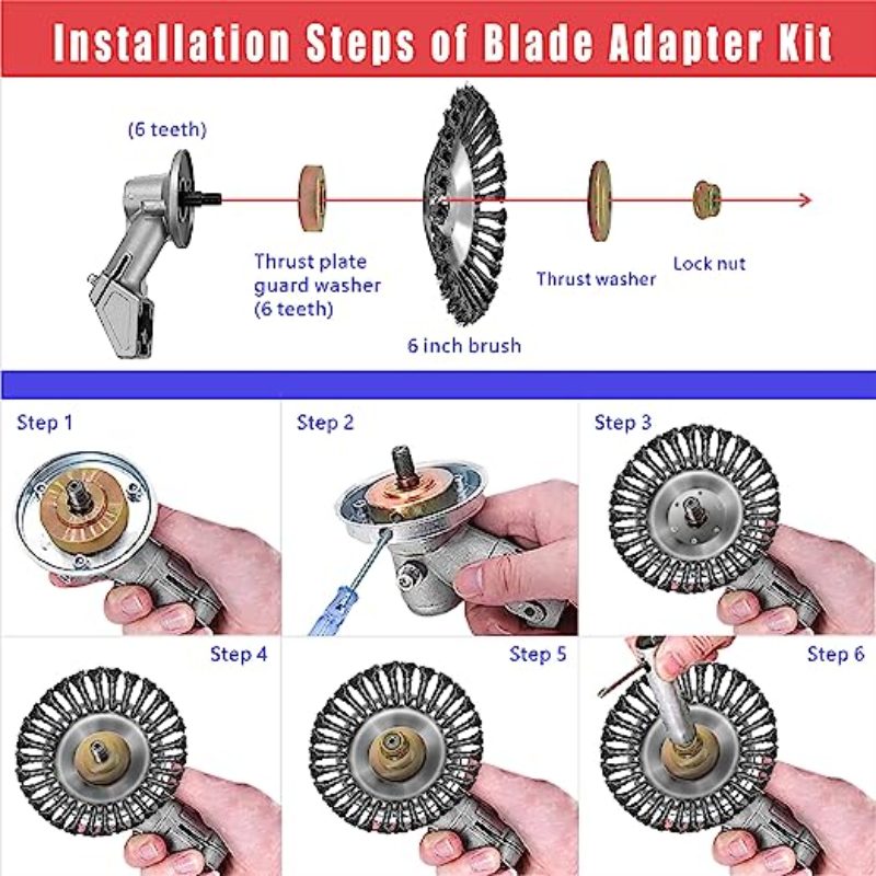 Unbreakable Steel Wire Brush Trimmer Head for Gas Powered Trimmers 6 Inch