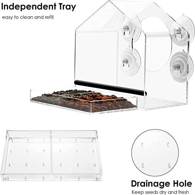 Clear Polycarbonate Window Bird Feeder