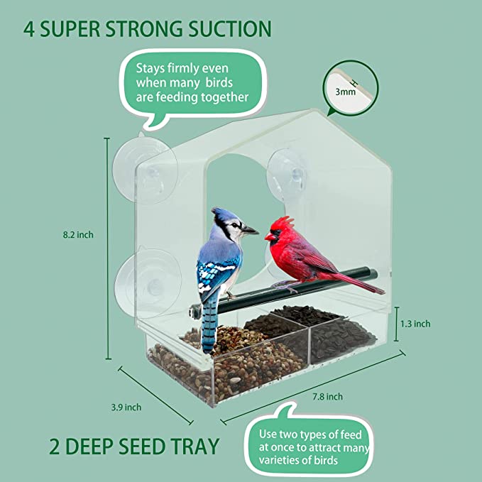 Clear Polycarbonate Window Bird Feeder