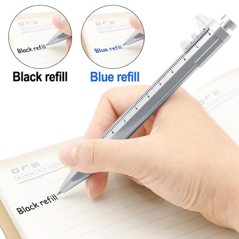 Multifunction Gel Ink Pen Vernier Caliper Roller Ball Point Pen Stationery Blue Black Refill