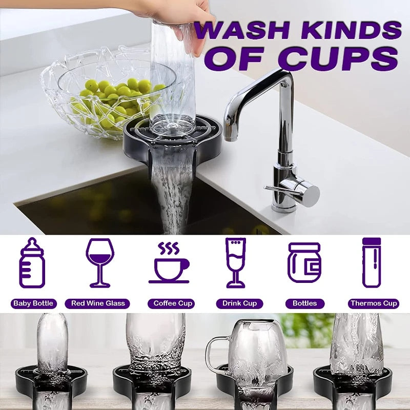 Kitchen Sink High Pressure Automatic Cup Washer Coffee Pot Wine Glass Washer  Home Bar Hotel Kitchen Cup Washer