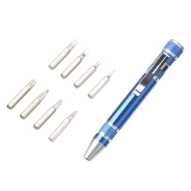 Multifunction 8 In 1 Pocket Precision Mini Screwdriver Pen Repair Hand Tools Kit