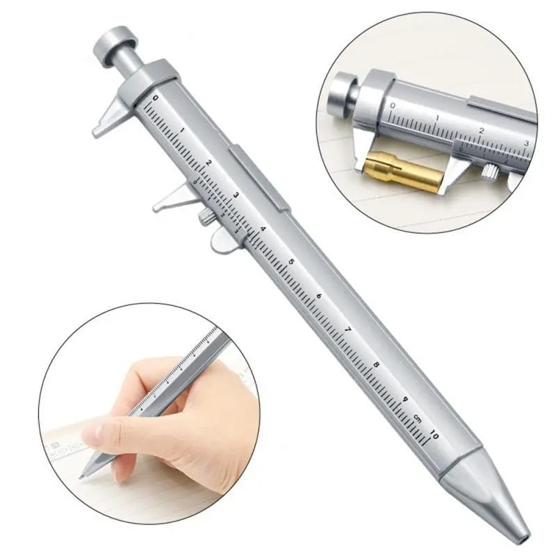 Multifunction Gel Ink Pen Vernier Caliper Roller Ball Point Pen Stationery Blue Black Refill