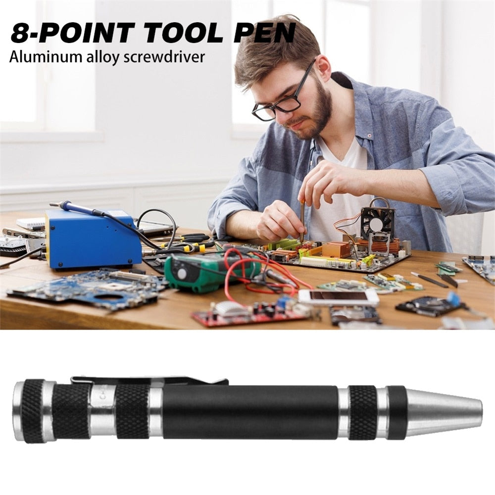 Multifunction 8 In 1 Pocket Precision Mini Screwdriver Pen Repair Hand Tools Kit