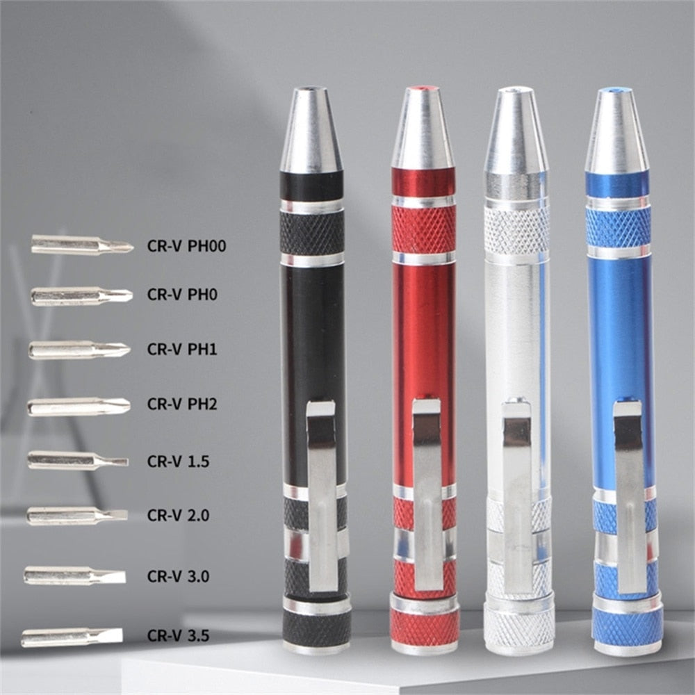 Multifunction 8 In 1 Pocket Precision Mini Screwdriver Pen Repair Hand Tools Kit