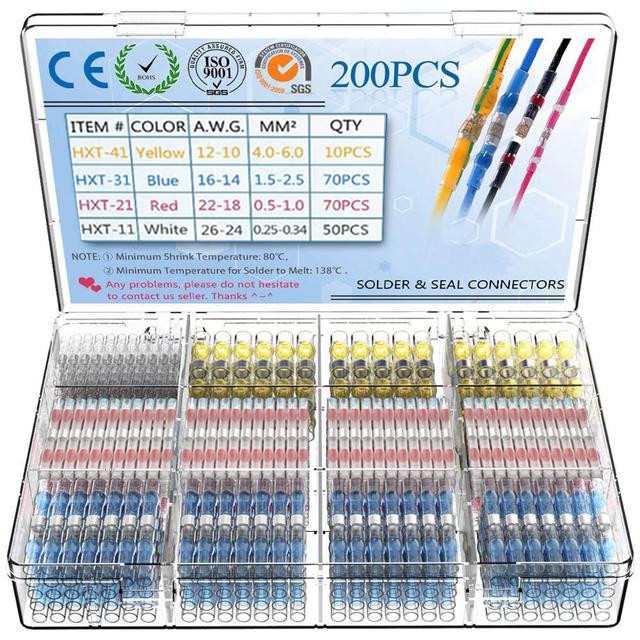 Solder Seal Wire Connectors Heat Shrink Waterproof Electrical Wire Terminals Connectors Kit