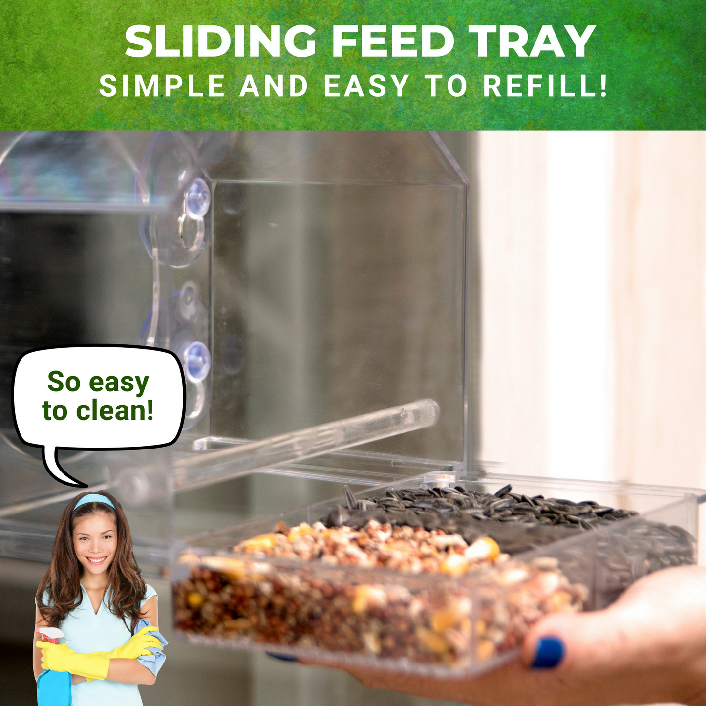 Clear Polycarbonate Window Bird Feeder