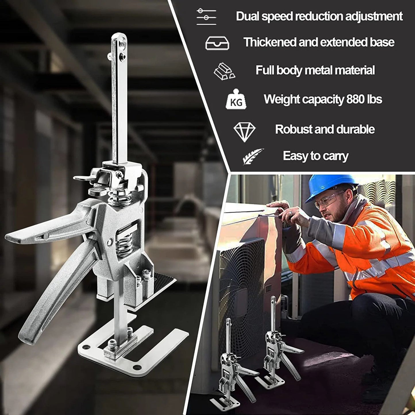 365Famtools Labor Saving Arm Jack With Two Drop Modes - Hand Lifting Jack Tool