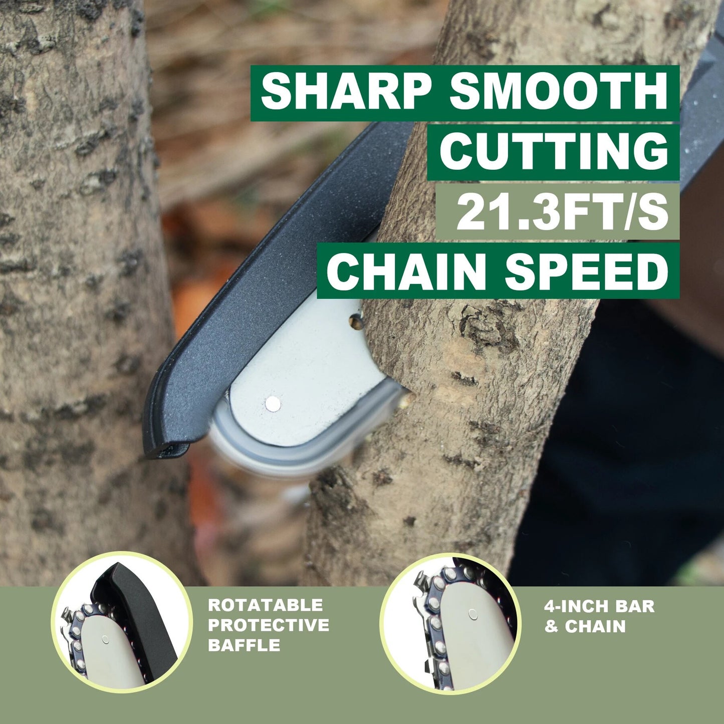 365Famtools 4 inch 21V Mini Cordless Electric Power Chainsaw