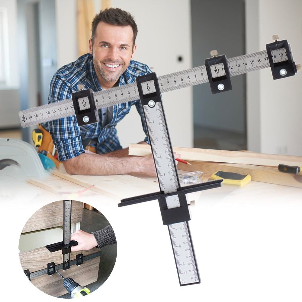 Drill Measuring Adjustable Punch Positioning Ruler Tool