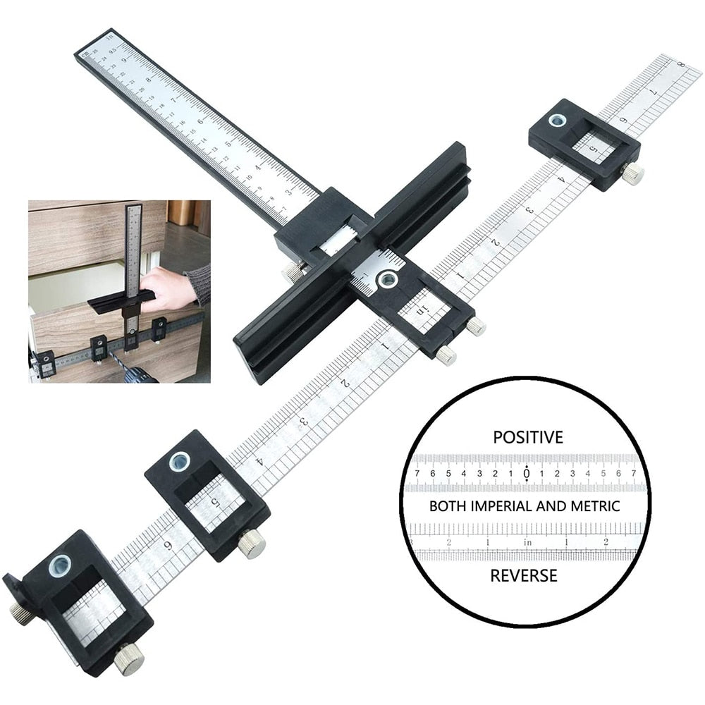 Drill Measuring Adjustable Punch Positioning Ruler Tool