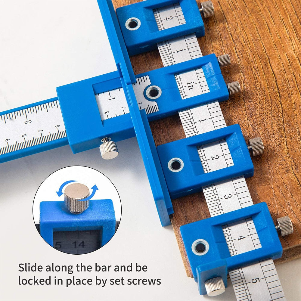 Drill Measuring Adjustable Punch Positioning Ruler Tool