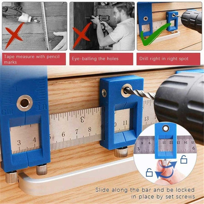 Drill Measuring Adjustable Punch Positioning Ruler Tool