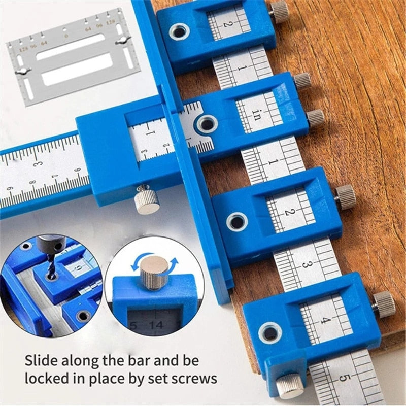 Drill Measuring Adjustable Punch Positioning Ruler Tool
