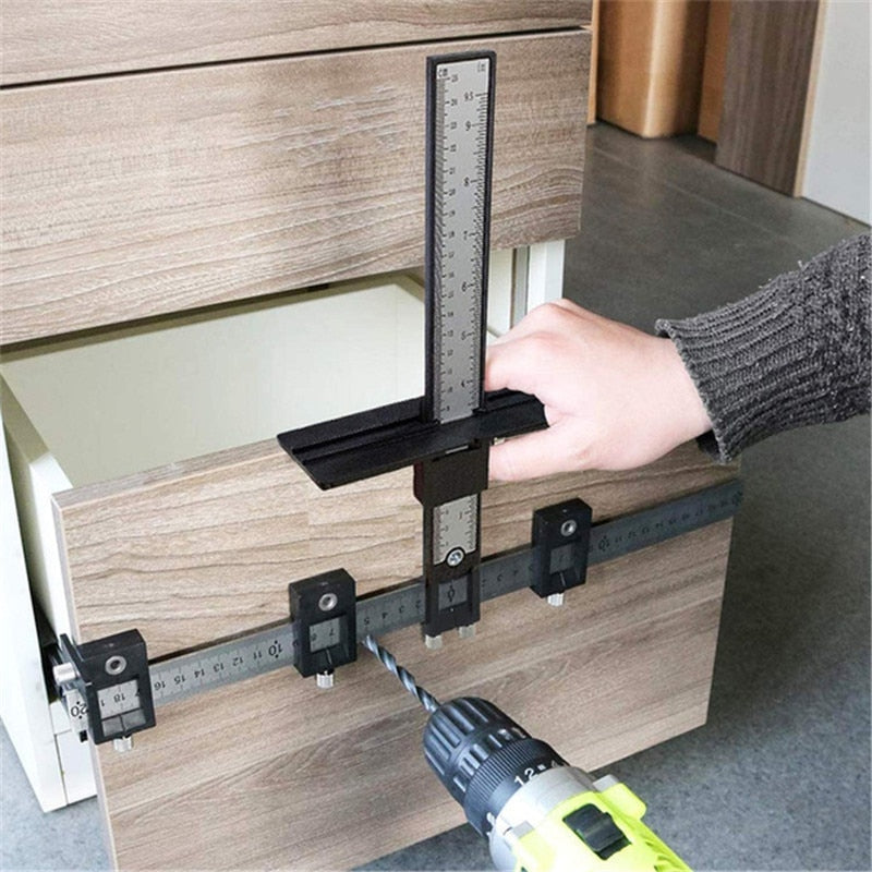 Drill Measuring Adjustable Punch Positioning Ruler Tool