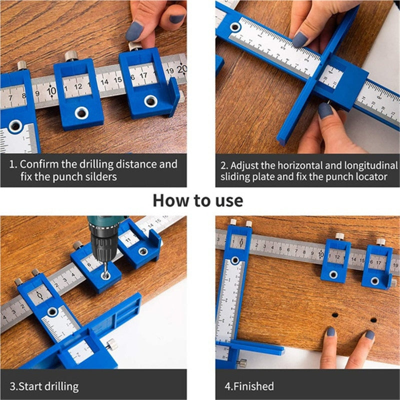 Drill Measuring Adjustable Punch Positioning Ruler Tool