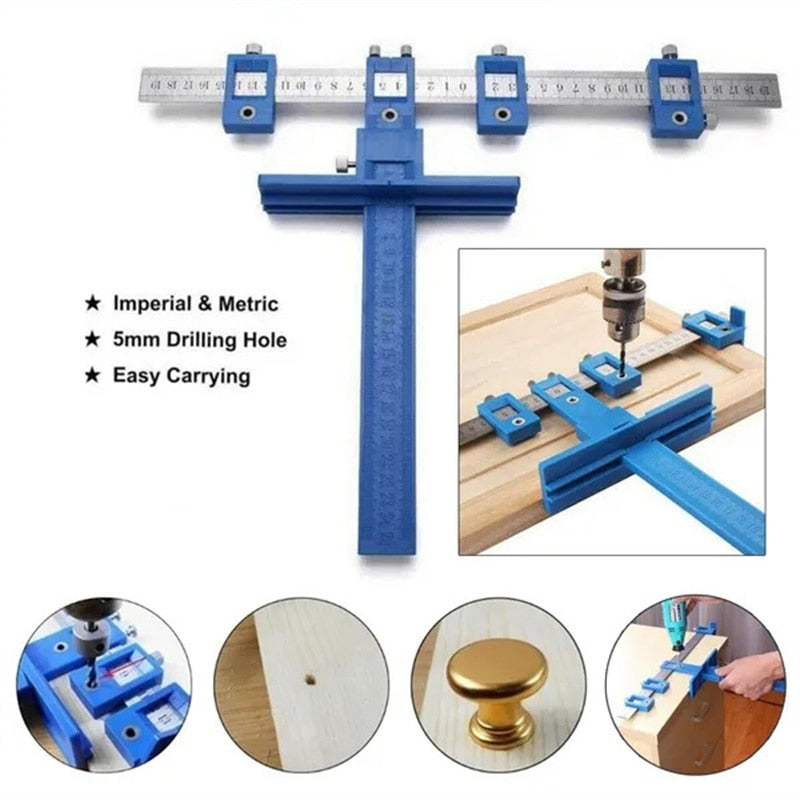 Drill Measuring Adjustable Punch Positioning Ruler Tool