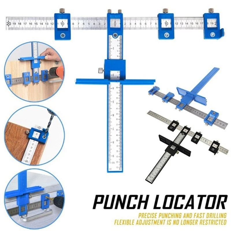 Drill Measuring Adjustable Punch Positioning Ruler Tool