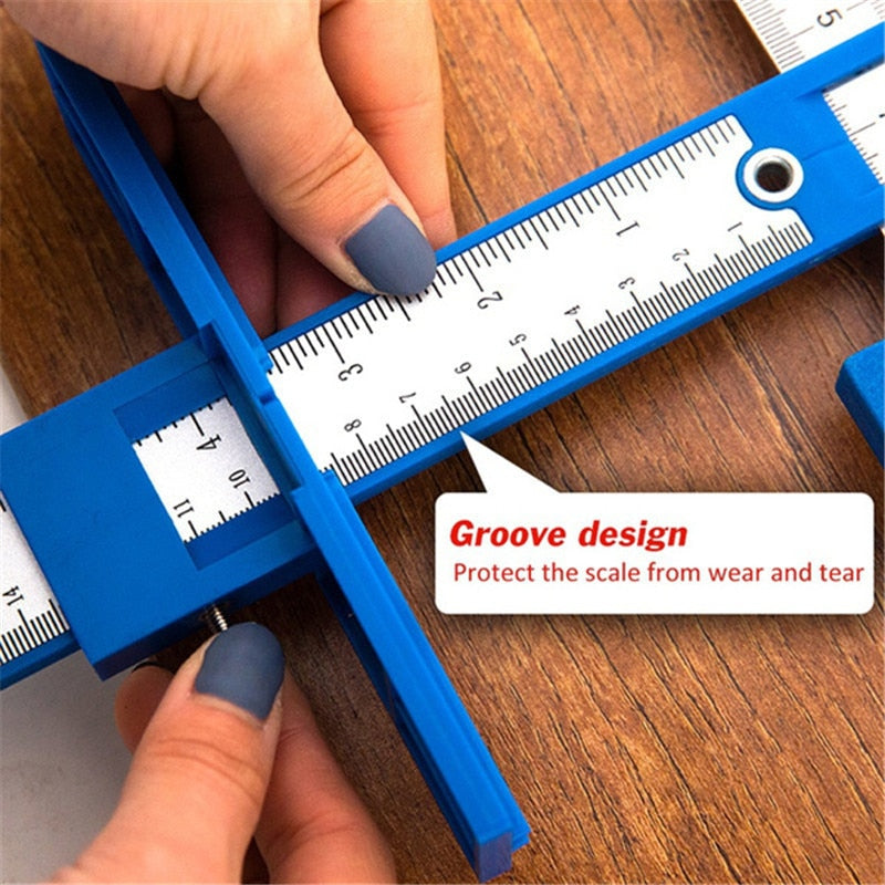Drill Measuring Adjustable Punch Positioning Ruler Tool