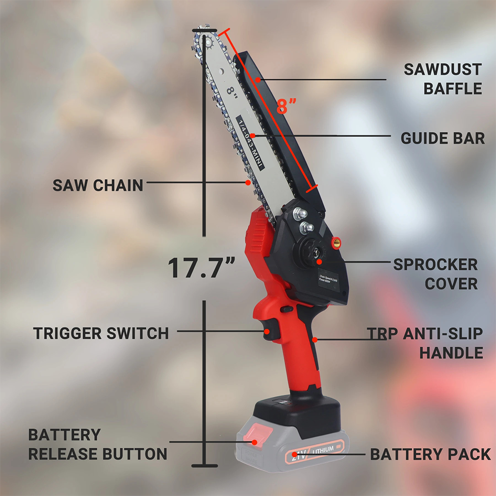365Famtools 8 inch 21V Mini Cordless Electric Power Chainsaw