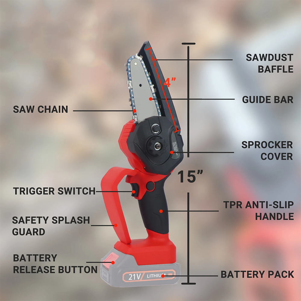 365Famtools 4 inch 21V Mini Cordless Electric Power Chainsaw