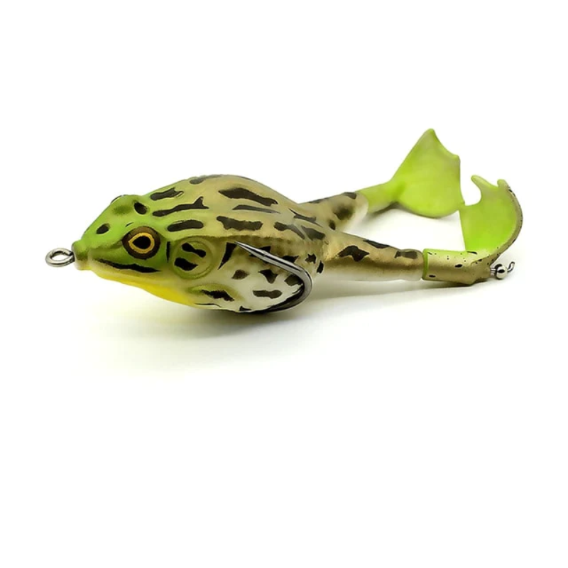 Frog Lures, 2 Pieces Frog Fishing Lures, Fishing Lures, 9cm Double  Propellers Frog, Soft Bait with 3D Eyes, 360° Rotating Tail Artificial Soft  Lure