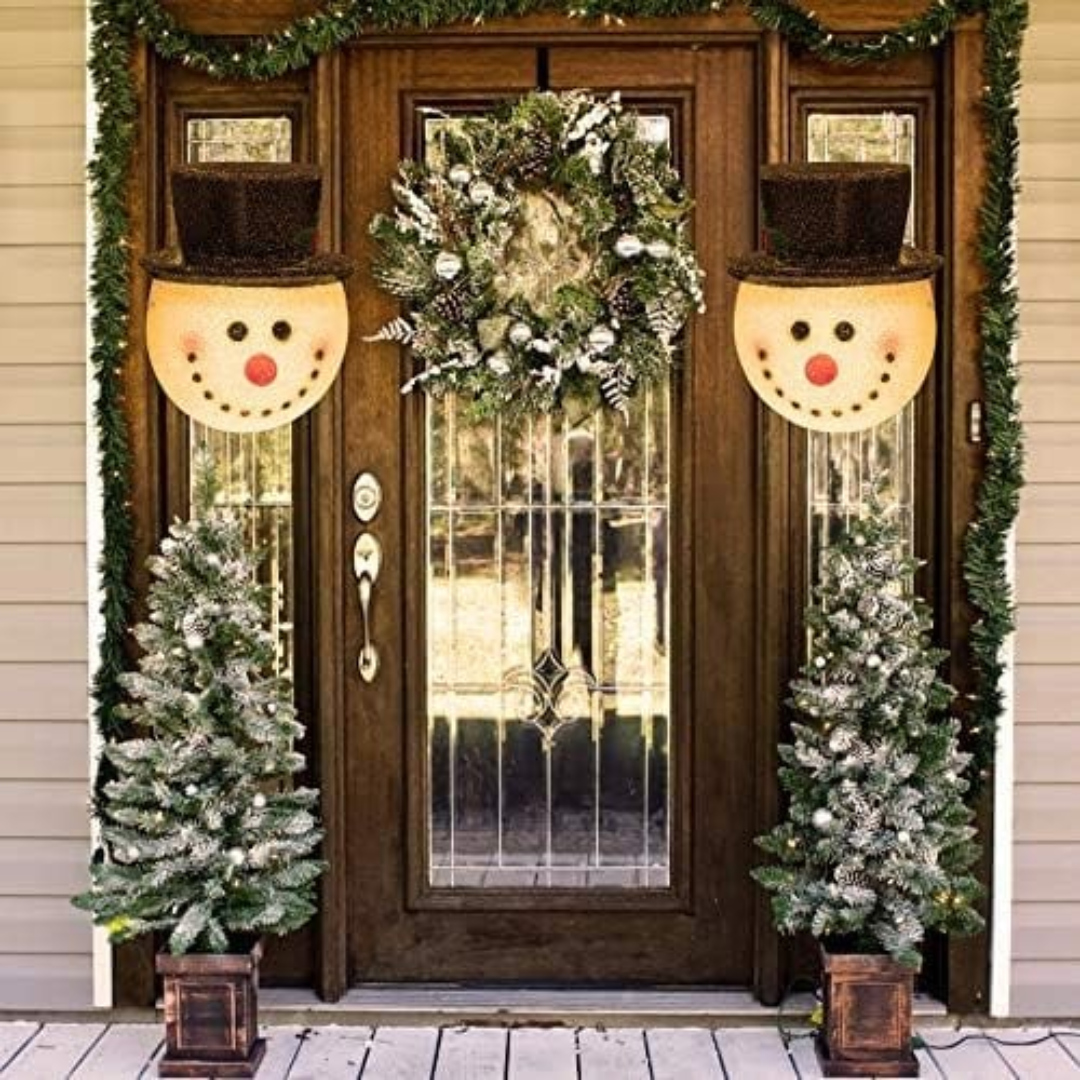 Snowman Porch Light Covers Warm Christmas Decoration