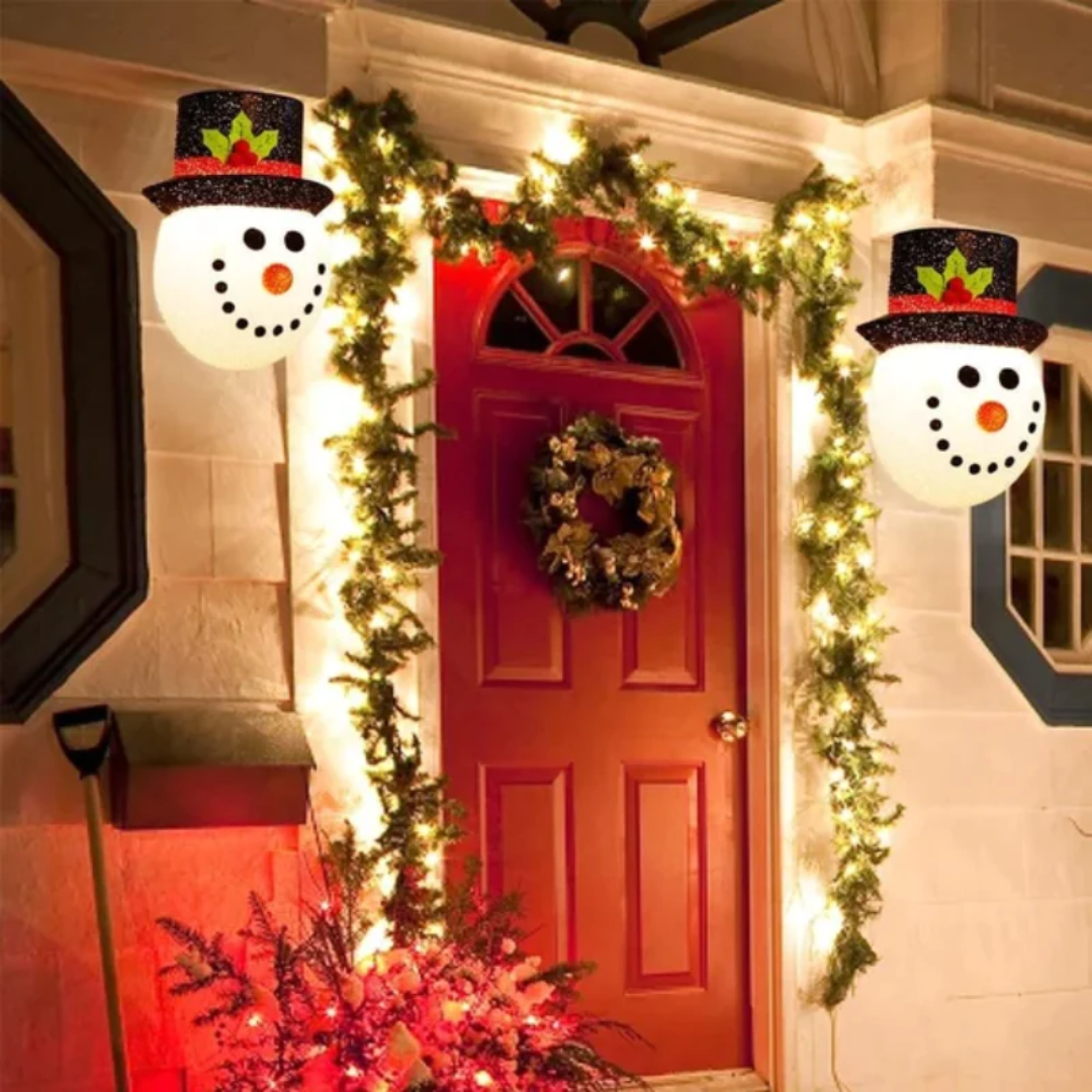 Snowman Porch Light Covers Warm Christmas Decoration