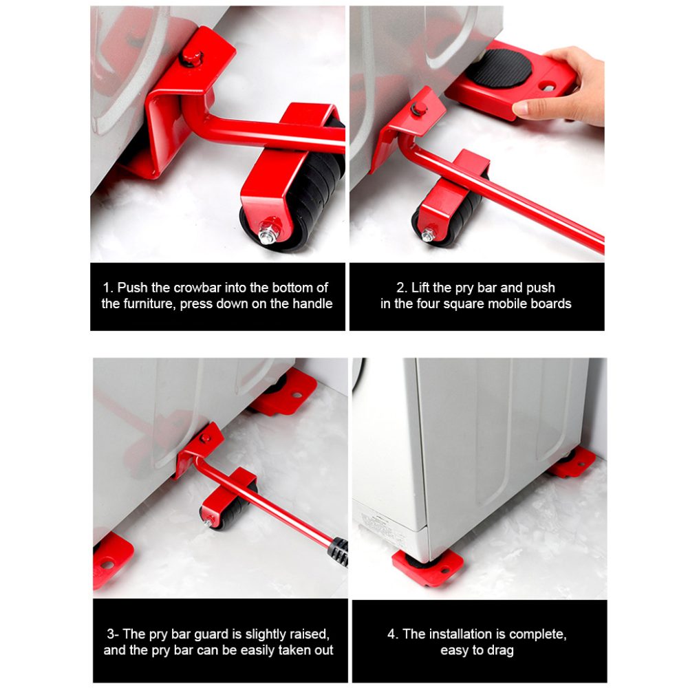 Furniture Jack Lifter Tool Transport Shifter Heavy Duty Appliance Rollers  Moving Wheel Sliders for Tile Floors Leverage Tools