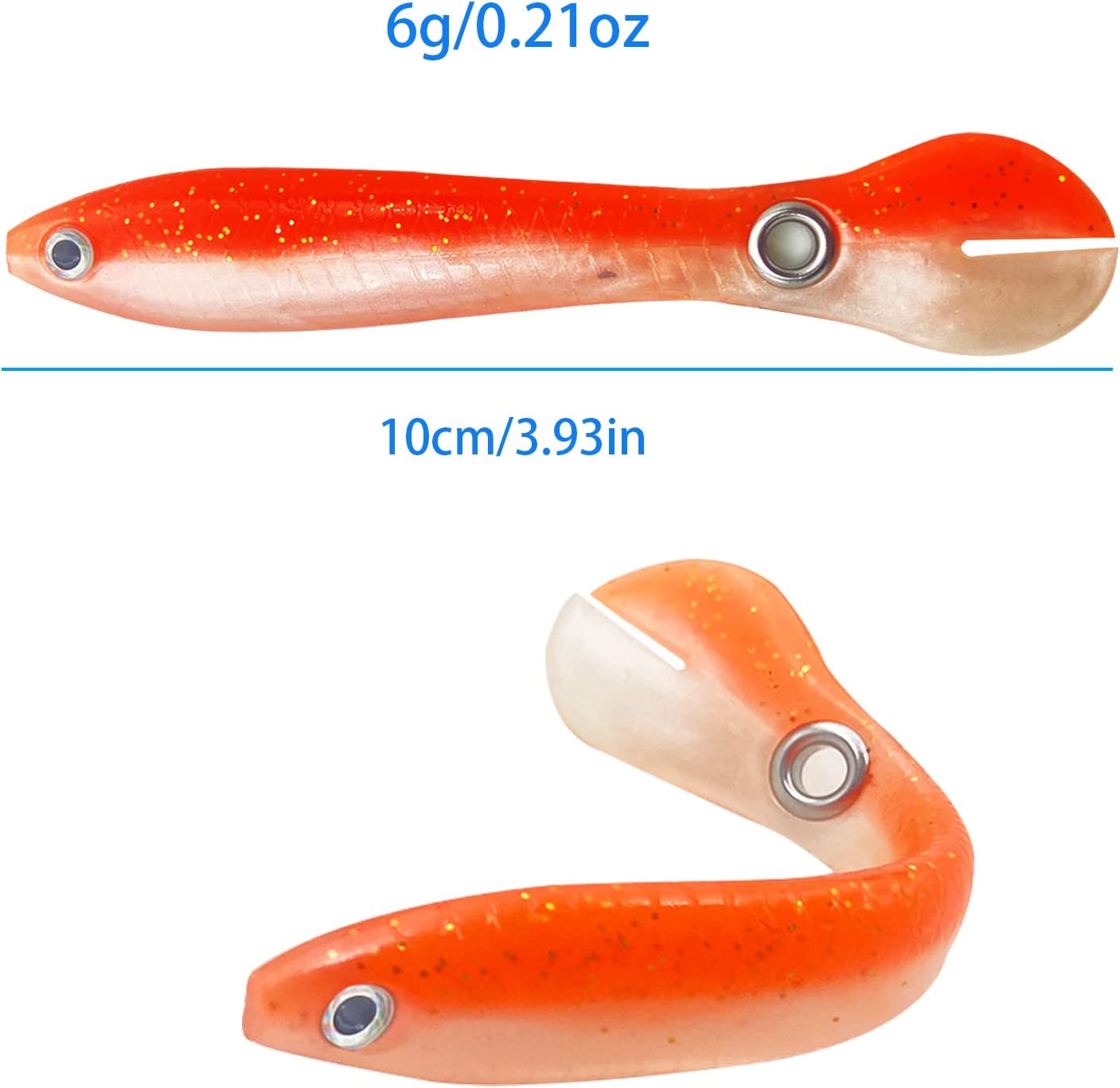 Pelican Mate Fishing Lures Soft Bionic Lures for Bass Fishing Slow Sinking  Swimming Baits Freshwater 3.9''/0.2oz (Pack of 5)