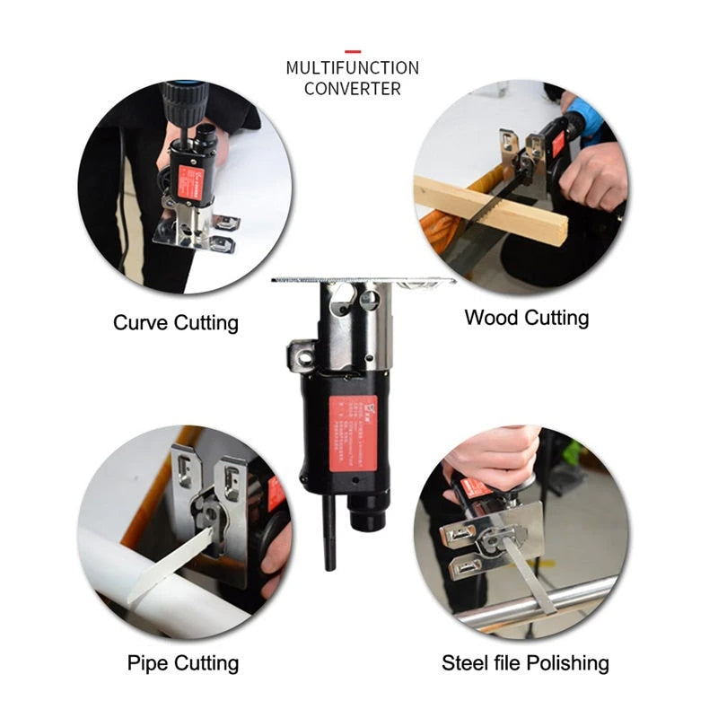 Portable Reciprocating Saw Adapter Electric Drill Modified Electric JigSaw  Power Tool Wood Cutter Machine Attachment with