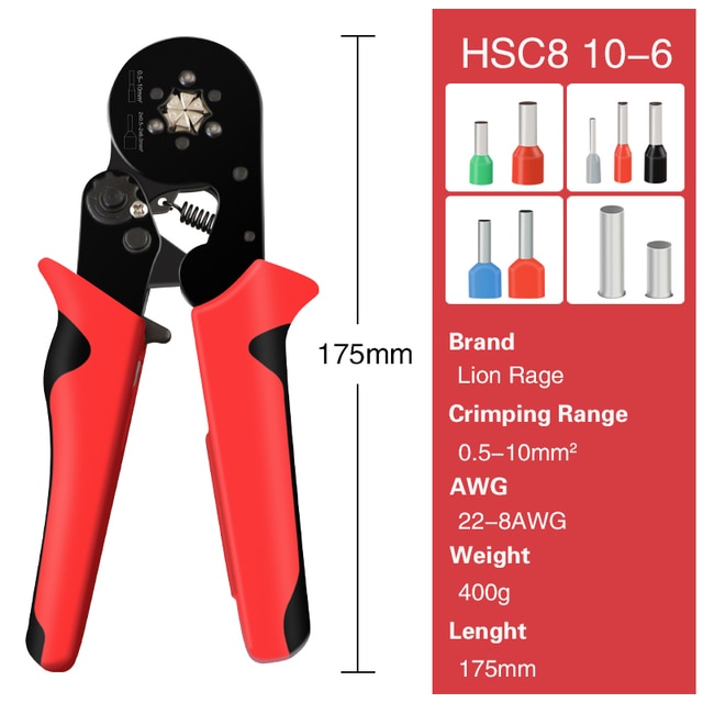 Ratchet Crimp Tool for 10-6 Ga. Ferrules