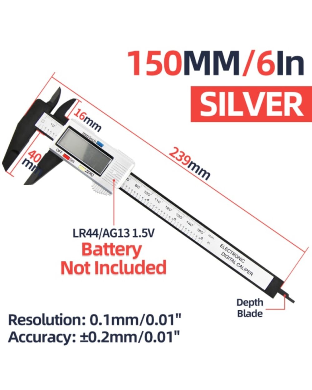 Digital Caliper With Large LCD Screen