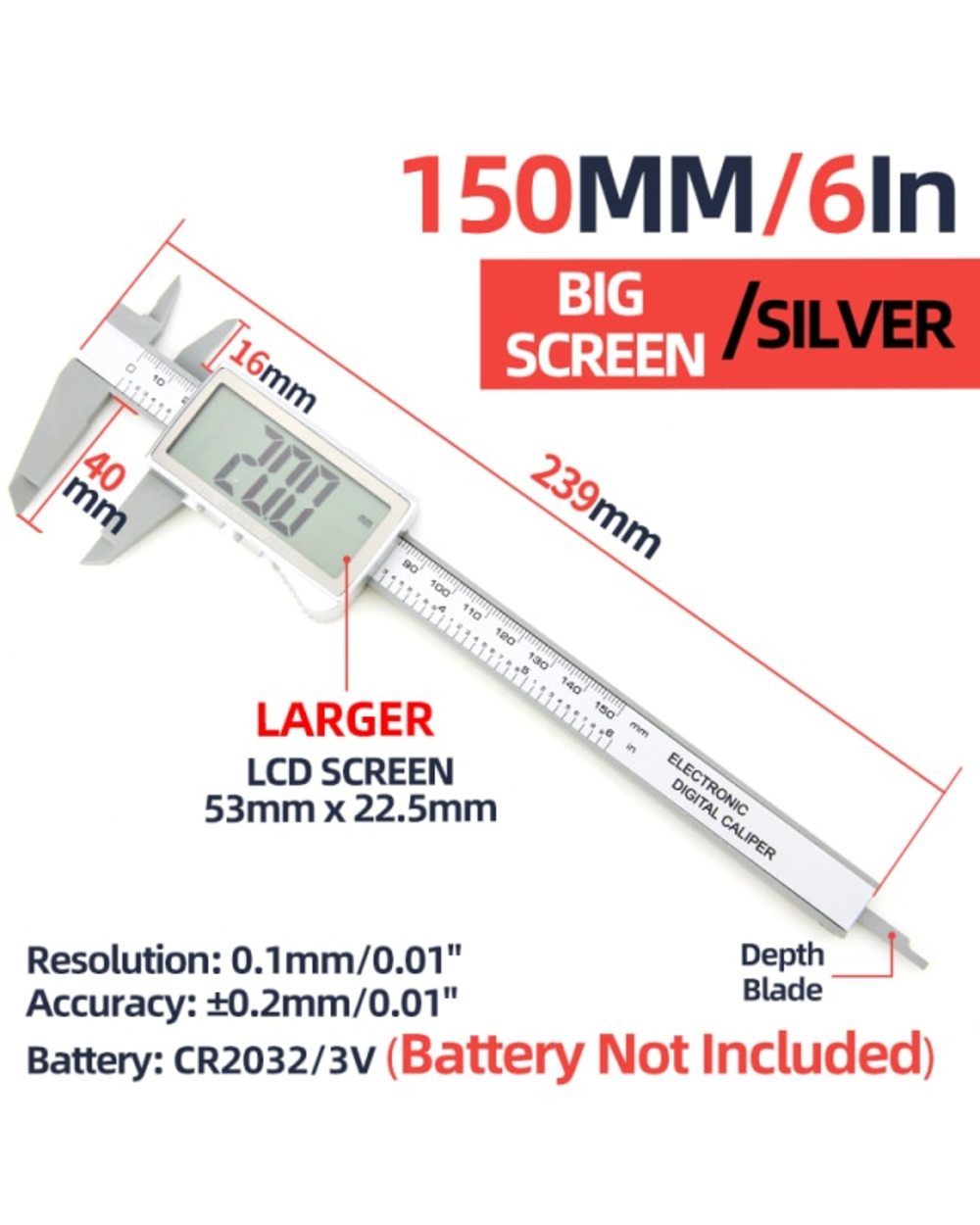 Digital Caliper With Large LCD Screen